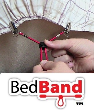 Bed Band Bed Sheet Holder Straps - Adjustable Fitted Sheet Grippers, 1 Pack (4 Bands), White, Model BB-WHITE